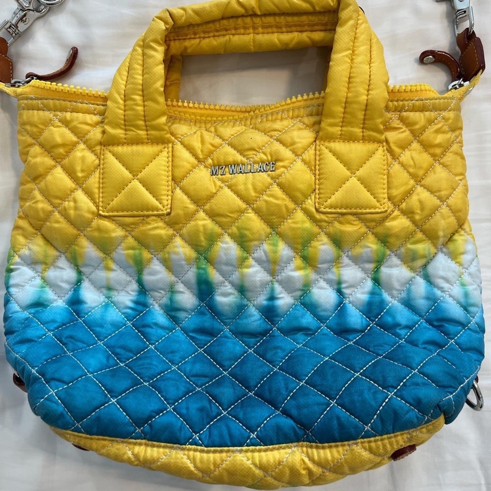 Blue and yellow MZ Wallace designer bag
